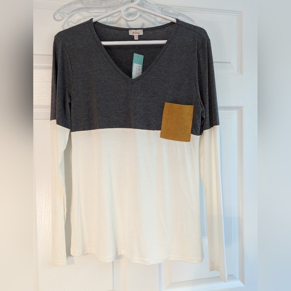 NWT | Pixley | Matata Faux Suede Pocket Knit Top | Dark Grey | S - Picture 2 of 7